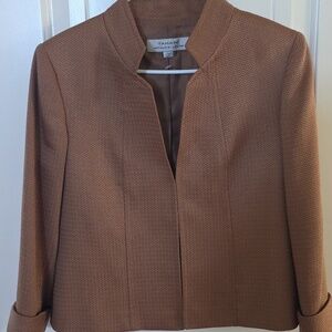 Tahari Open-Front Textured Blazer in Camel